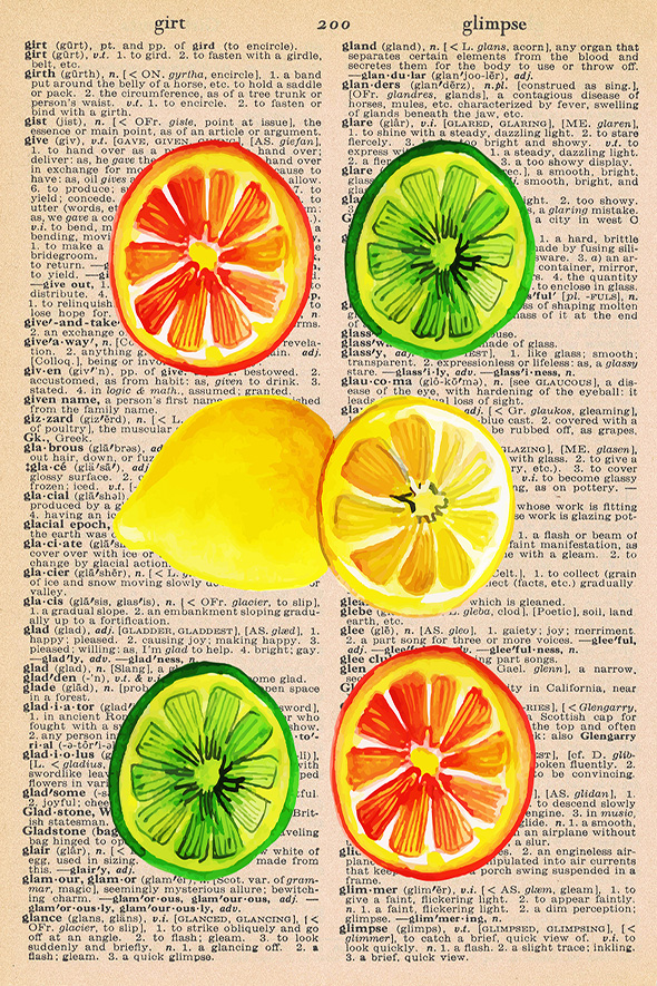 Summer Dictionary Page Printable Citrus Fruits