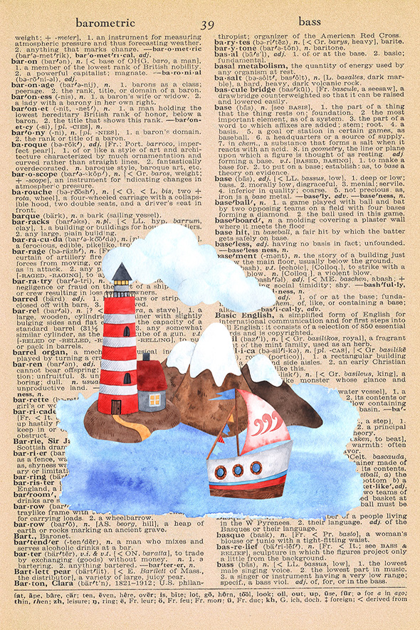 Summer Dictionary Page Printable Nautical Scene