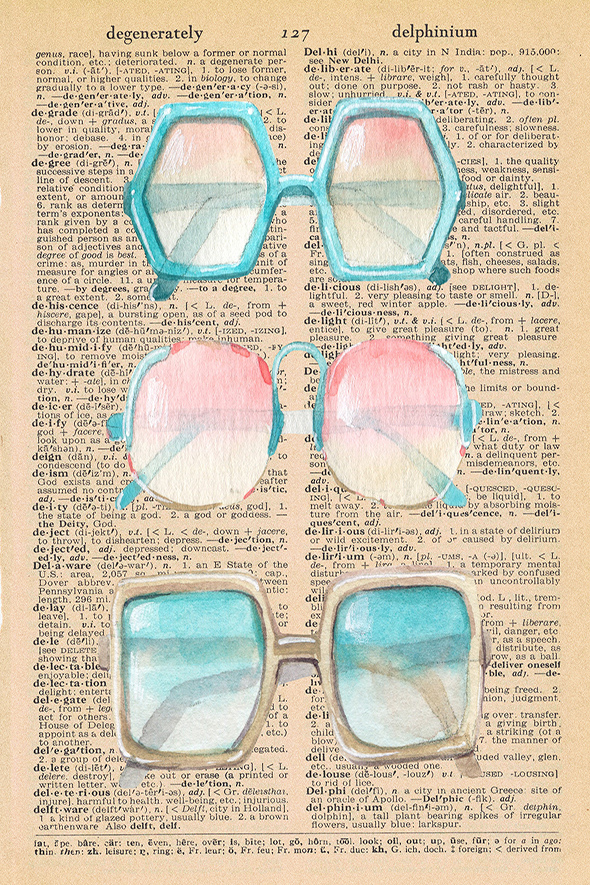 Summer Dictionary Page Printable Retro Sunglasses