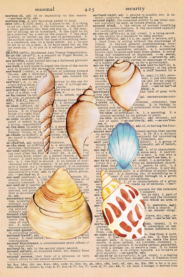 Summer Dictionary Page Printable Seashells