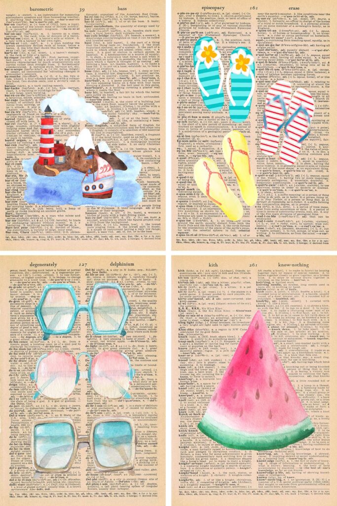 Summer Dictionary Page Printables Collage