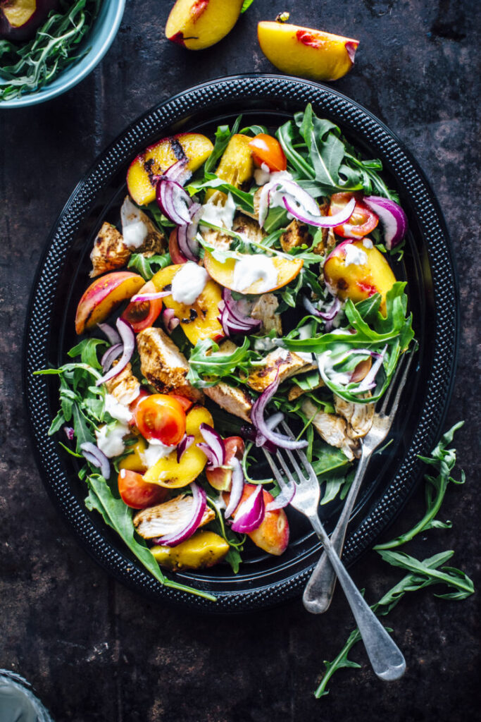 Tandoori Chicken and Grilled Peach Salad Sugar et Al