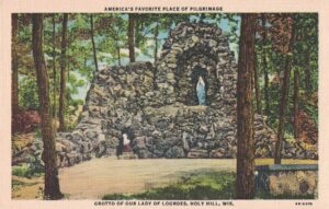 Vintage Postcard Holy Hill Grotto of Our Lady of Lourdes