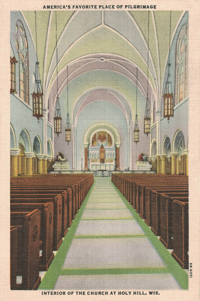 Vintage Postcard Holy Hill Interior of the Church at Holy Hill