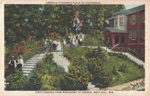 Vintage Postcard Holy Hill Steps Leading From Monastery to Church