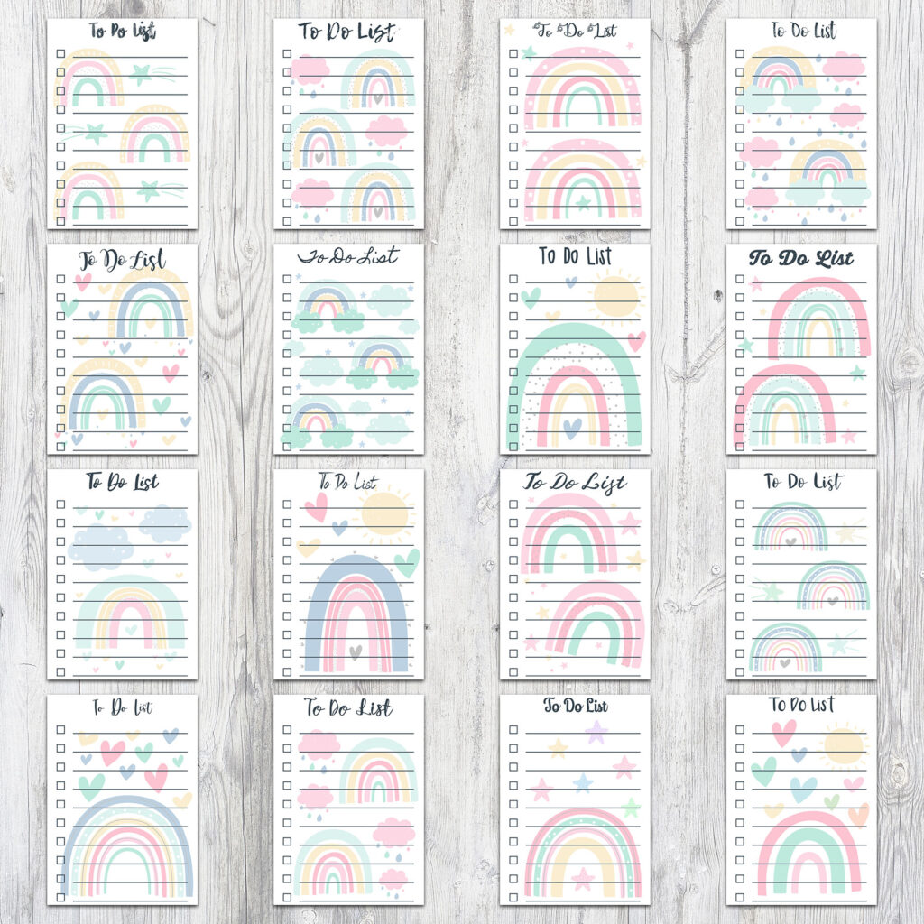 5x7 Rainbow To Do Lists