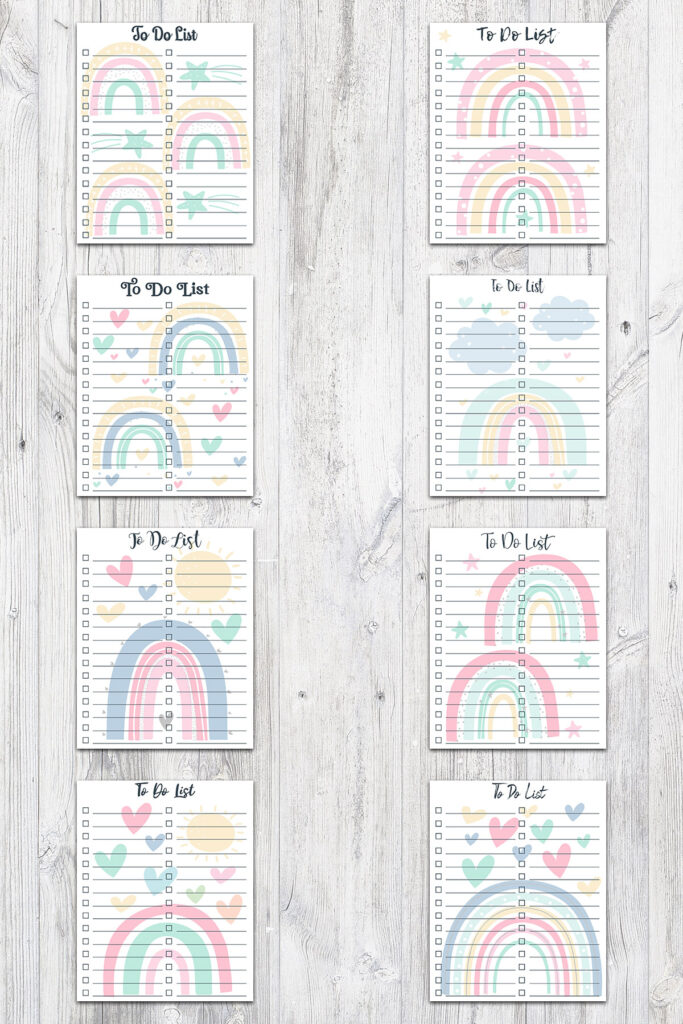 8x10 Rainbow Two-Column To Do Lists