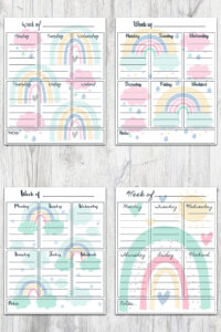 8x10 Rainbow Week To Do Lists