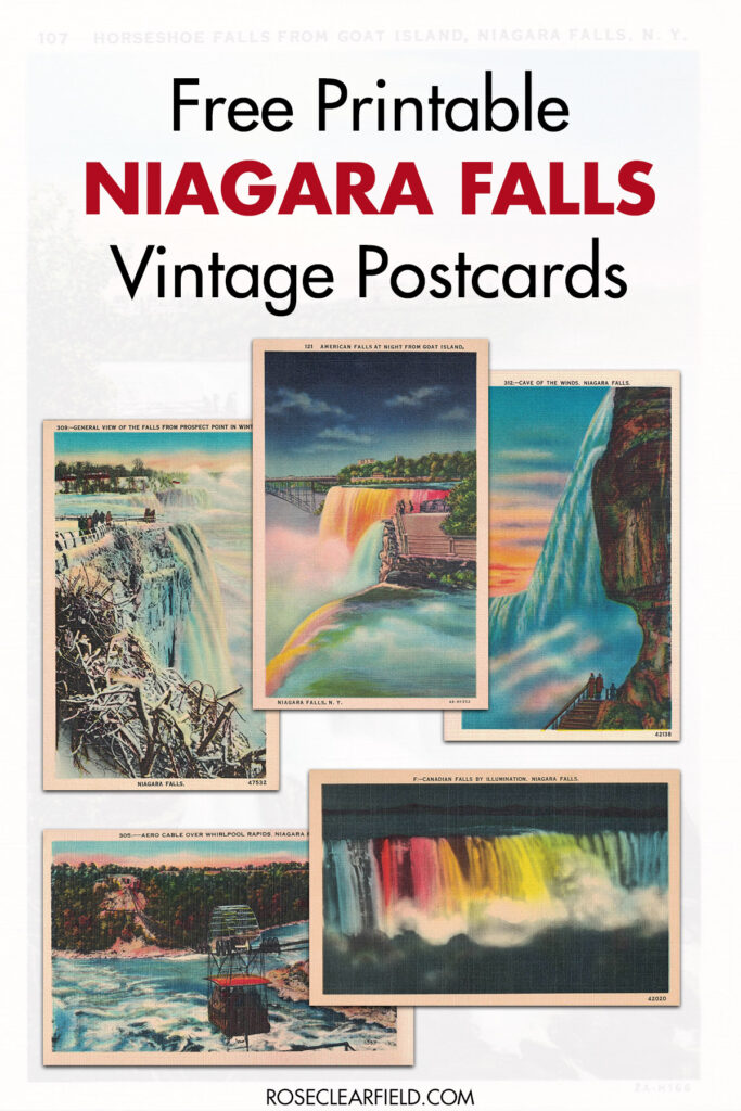 Free Printable Vintage Niagara Falls Postcards Rose Clearfield
