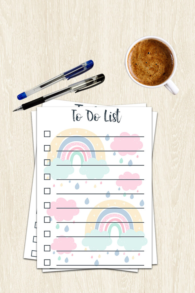 Stack of Printable Rainbow To-Do Lists