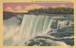 Vintage Postcard Niagara Falls American Falls From Luna Island