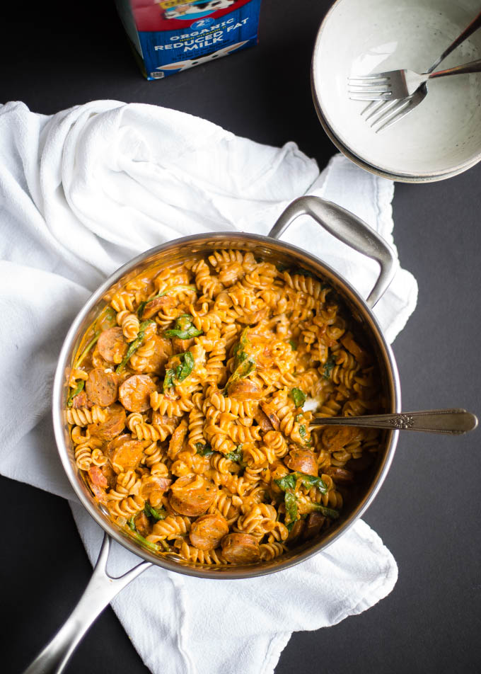 Creamy Pumpkin Pasta With Chicken Sausage Boys Ahoy