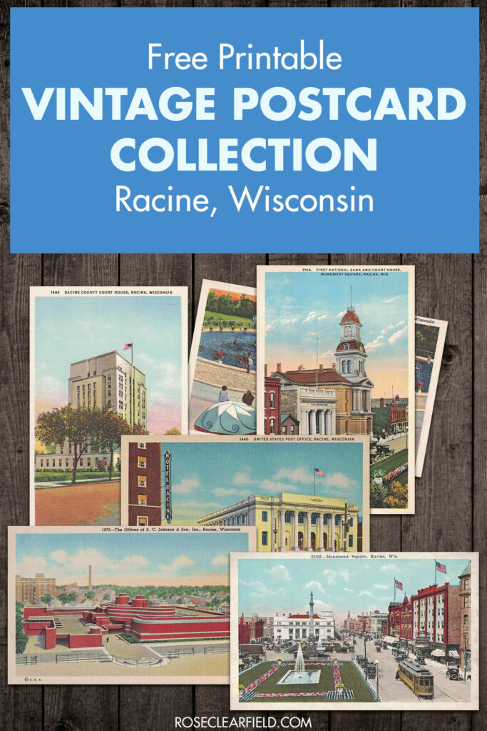 Free Printable Vintage Postcard Collection Racine Wisconsin