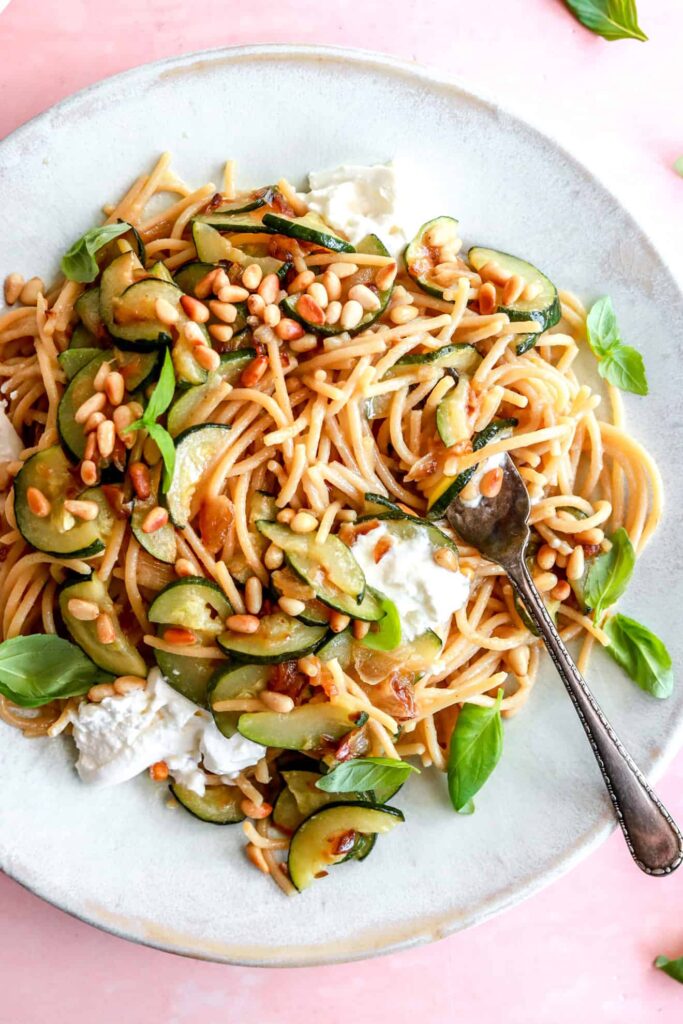 Lemon Zucchini Burrata Pasta The Toasted Pine Nut