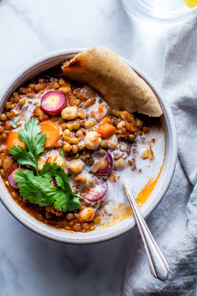 Moroccan Lentil Chickpea Stew Vanilla and Bean