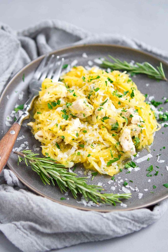 Parmesan Herb Spaghetti Squash Chicken Cookin Canuck