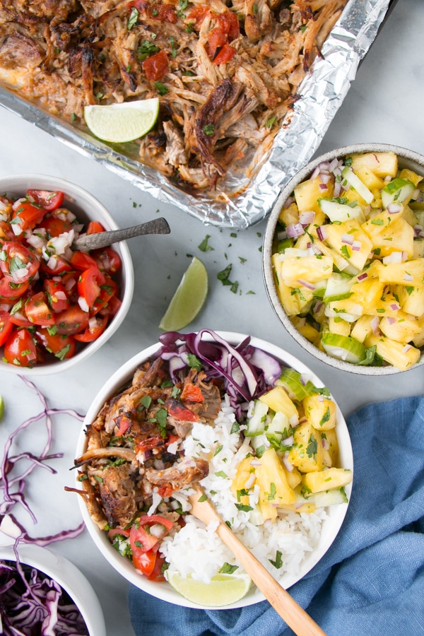 Slow Cooker Pork Carnitas Burrito Bowls My Kitchen Love