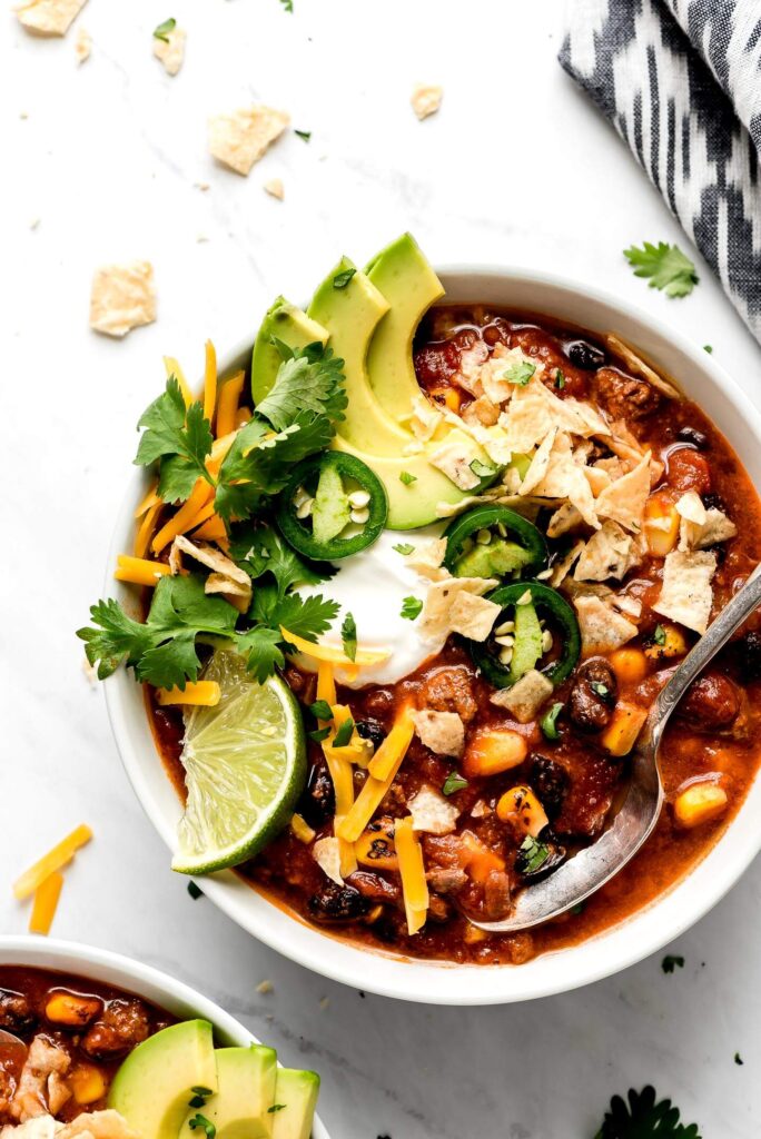 Slow Cooker Taco Soup Garnish and Glaze