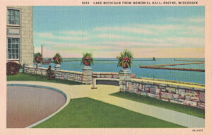 Vintage Postcard Racine Lake Michigan from Memorial Hall