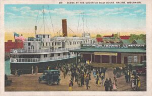 Vintage Postcard Racine Scene at Goodrich Boat Docks