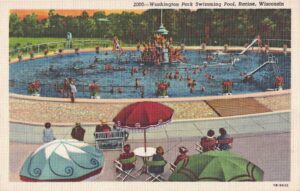 Vintage Postcard Racine Washington Park Swimming Pool