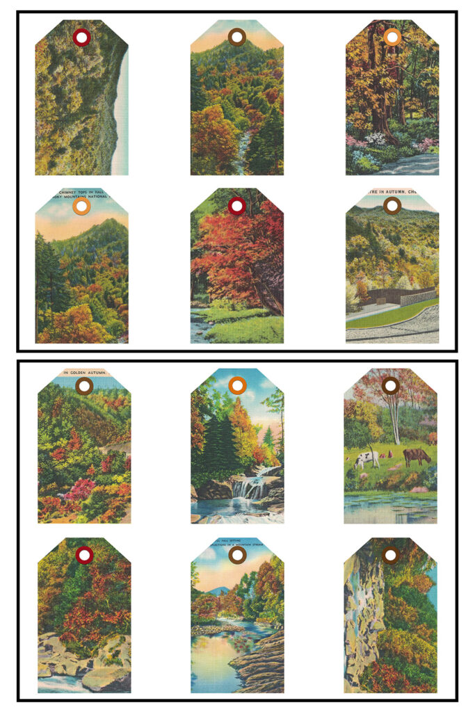 Vintage Postcards Autumn Tags 8.5x11 Pages