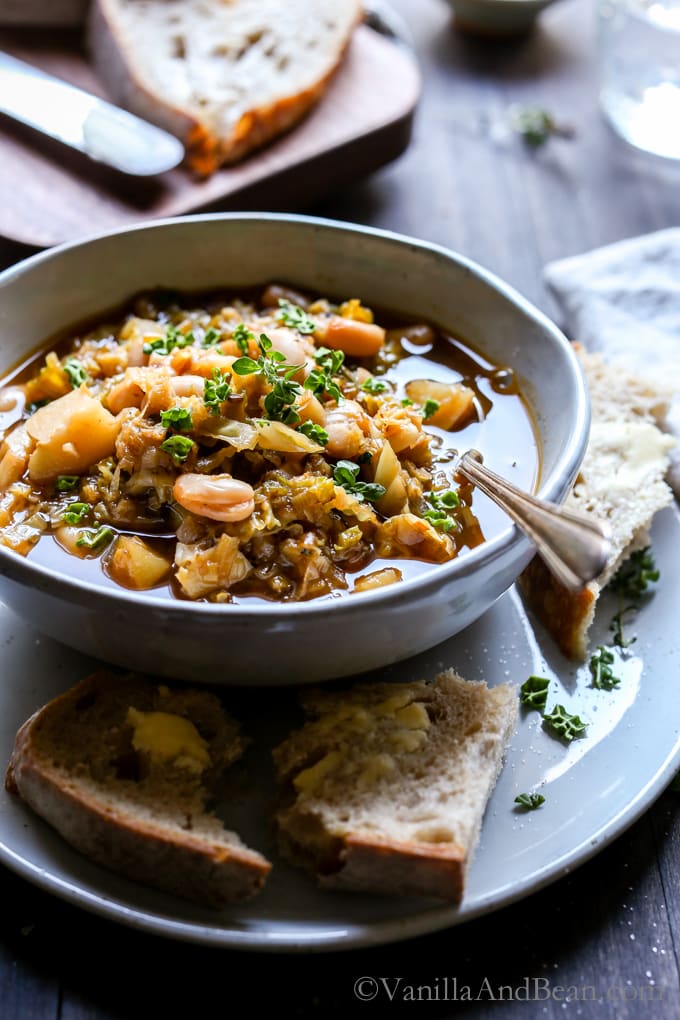 White Bean Cabbage Potato Soup Vanilla and Bean