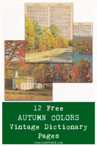 12 Free Autumn Colors Vintage Dictionary Pages