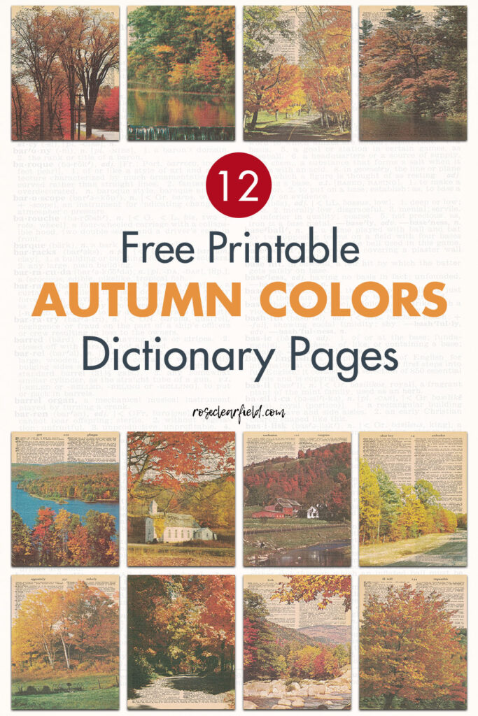 12 Free Printable Autumn Colors Dictionary Pages