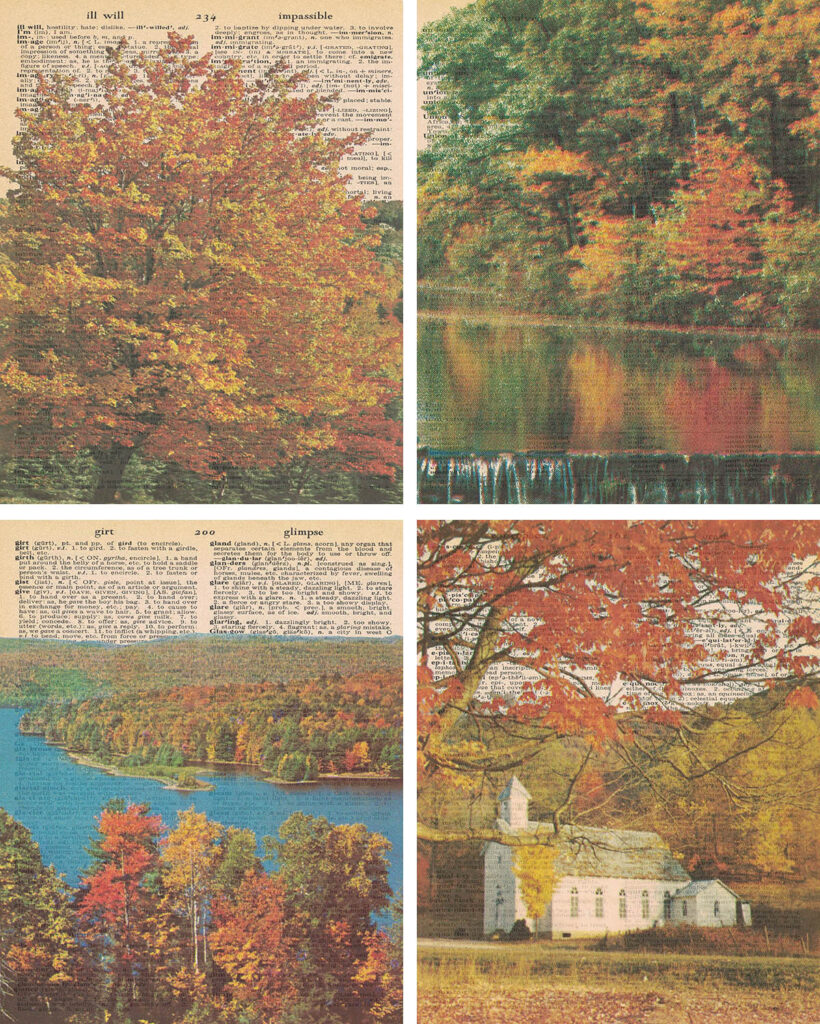 Autumn Colors Vintage Dictionary Printables Collage