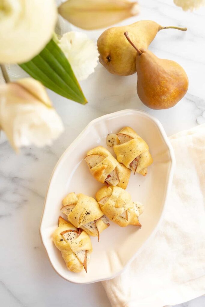 Baked Cheese Pear and Proscuitto Crescent Roll Appetizer Julie Blanner