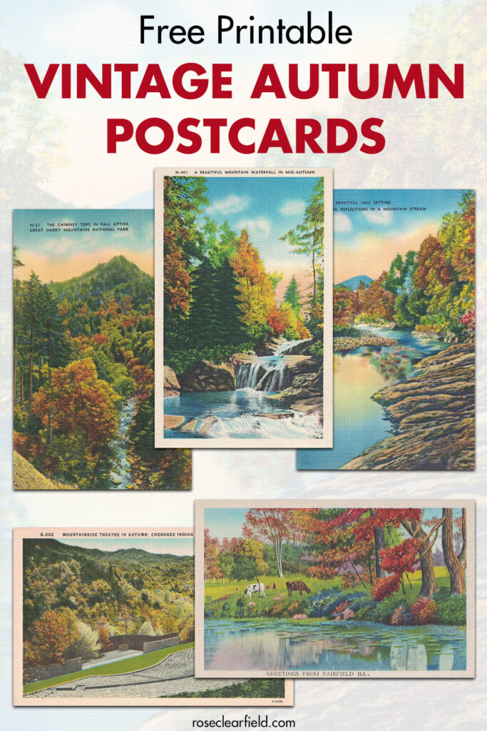 Free Printable Vintage Autumn Postcards with ATC Cards And Journal 
