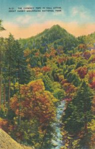 Vintage Postcard The Chimney Tops in Fall Attire Great Smoky Mountains National Park