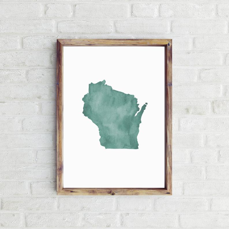 Wisconsin Watercolor Print Traveldashery on Etsy