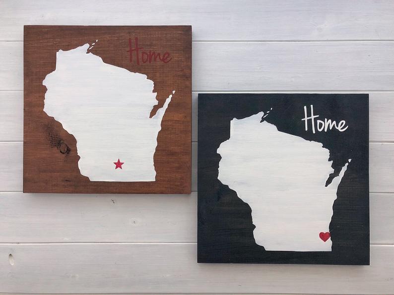 Wisconsin Wood Wall Art RusticStrokes on Etsy