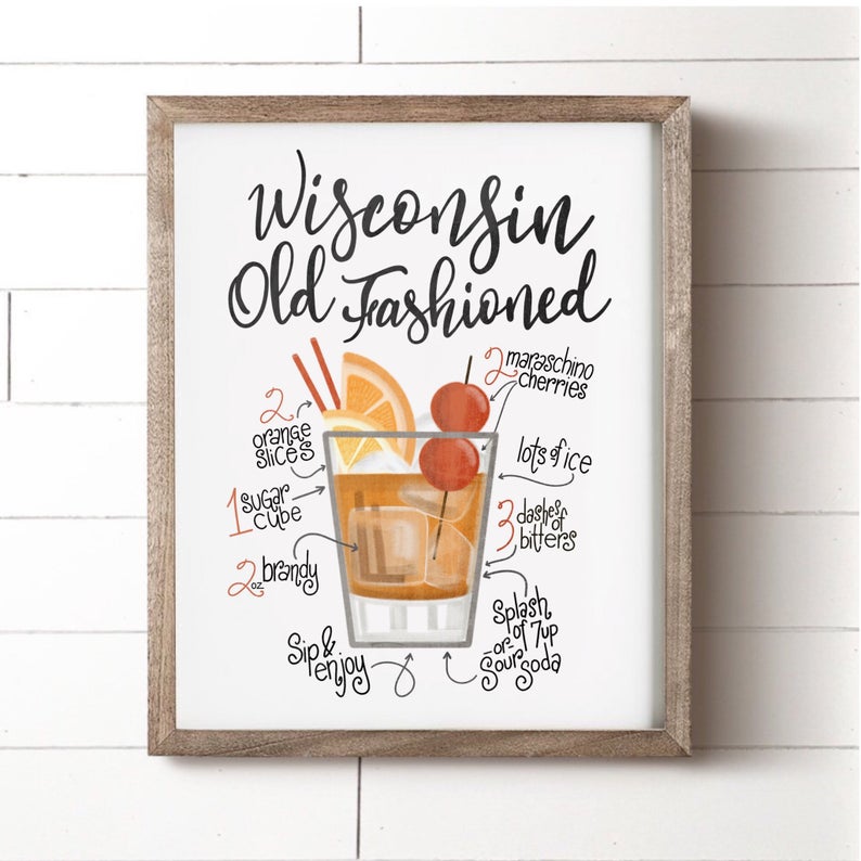 Wisconsin Old Fashioned Wall Art Print HouseFenway on Etsy