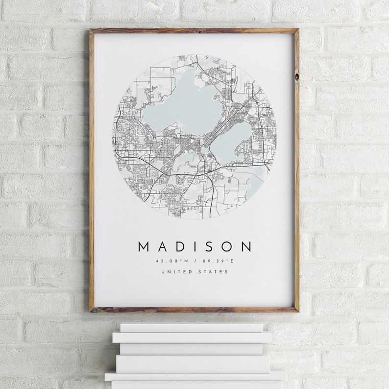 City of Madison WI Map Print mapologist on Etsy