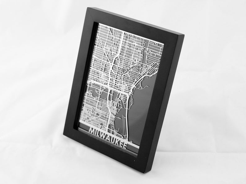 Milwaukee Stainless Steel Laser Cut Map CutMaps on Etsy