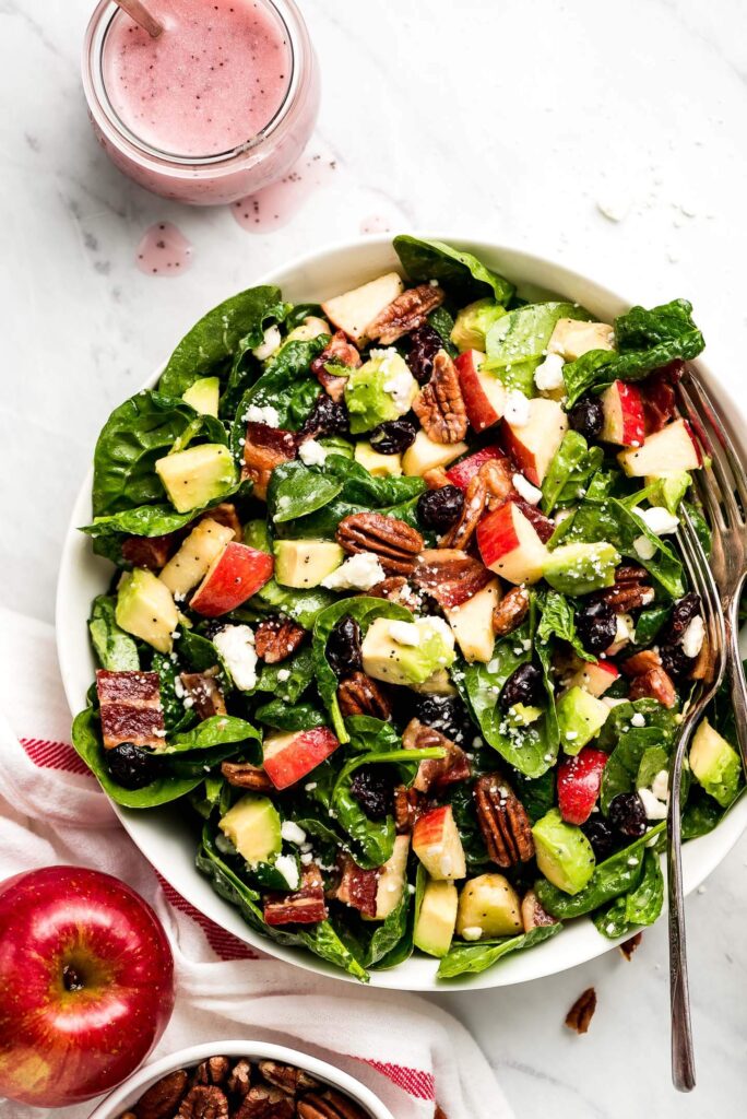 Apple Bacon Spinach Salad Garnish and Glaze