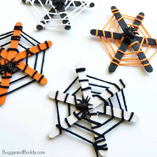 Craft Stick and Yarn Spiderwebs Buggy and Buddy