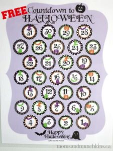 Free Halloween Countdown Calendar Moms and Munchkins