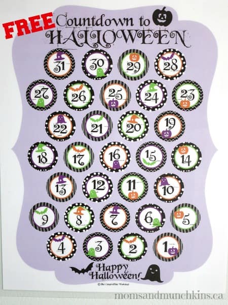 Free Halloween Countdown Calendar Moms and Munchkins