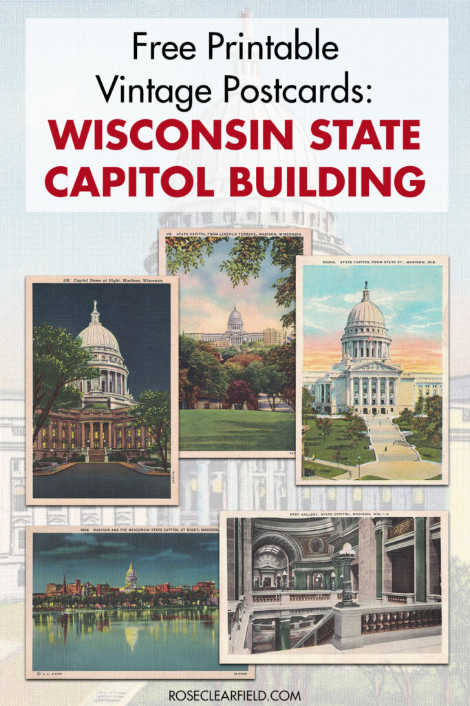 Free Printable Vintage Postcards Wisconsin State Capitol Building