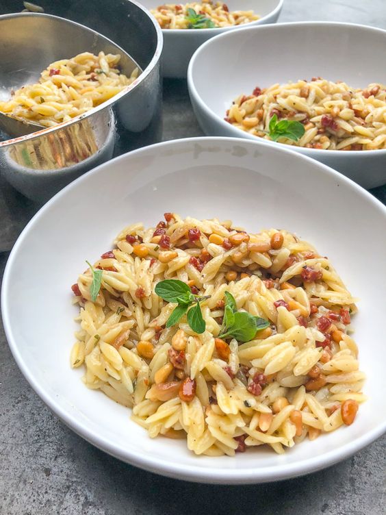 Orzo with Pancetta and Pine Nuts Shutterbean