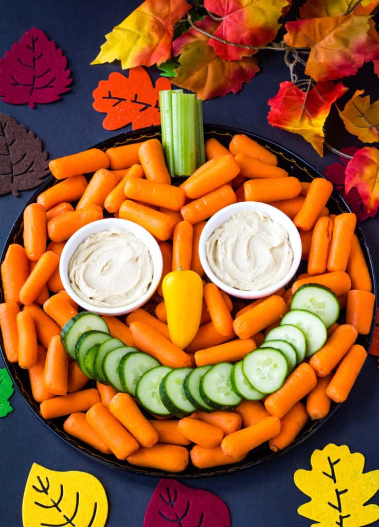 Pumpkin Veggie Tray Keeping the Peas