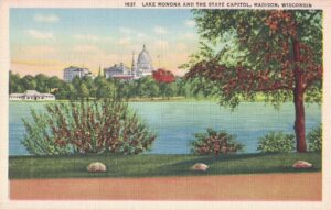 Vintage Postcard Madison Lake Monona and the State Capitol