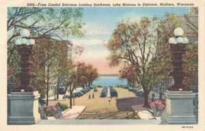 Vintage Postcard Madison State From Capitol Entrance Looking Southeast, Lake Monona in Distance