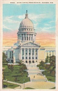 Vintage Postcard Madison Wisconsin State Capitol From State Street