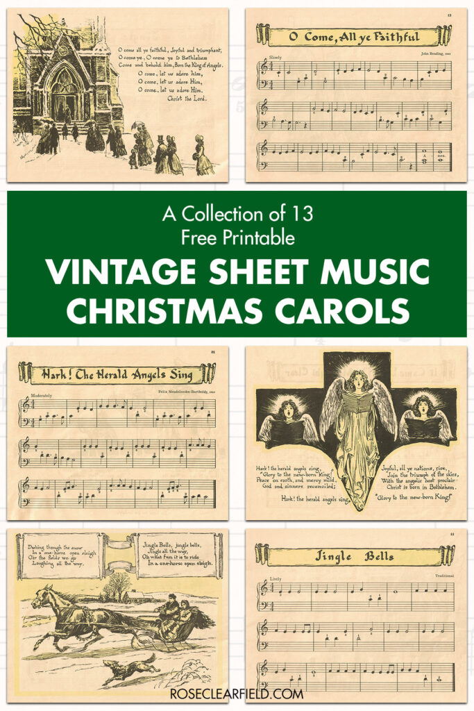 A Collection of 13 Free Printable Vintage Sheet Music Christmas Carols