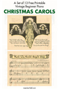 A Set of 13 Free Printable Vintage Beginner Piano Christmas Carols